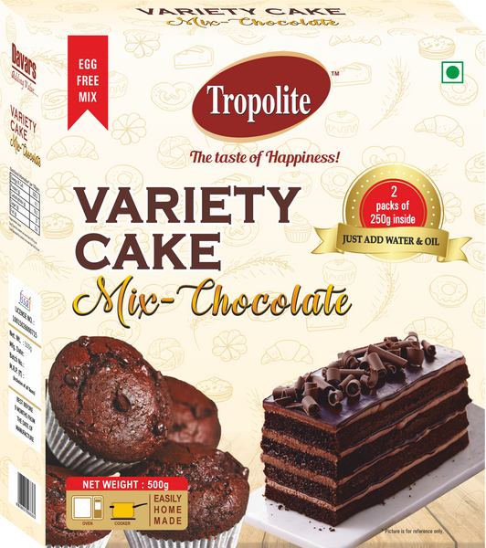 Tropolite Variety Mix - Chocolate  - 500g -Premix for Egg Free Sponge & Muffin - Tropilite Foods