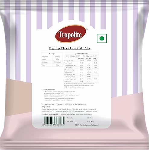 Tropolite Choco Lava Cake Mix - 1000g