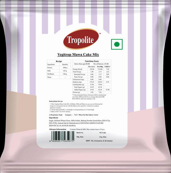 Tropolite Vegitrop Mawa Cake Mix - 1000g