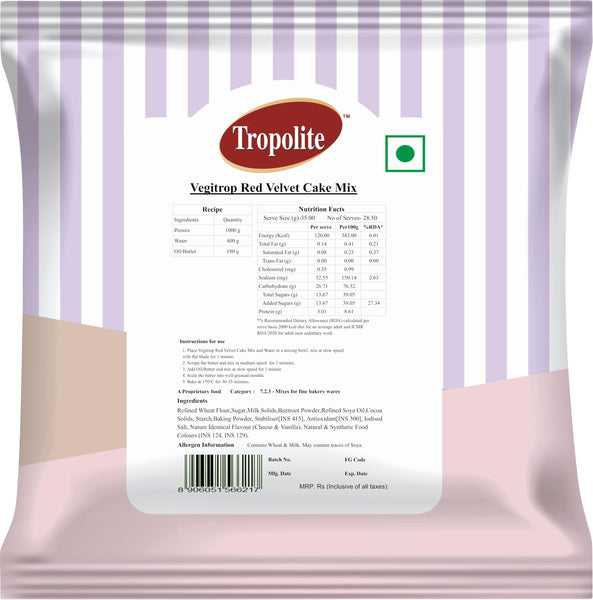 Tropolite Red Velvet Cake Mix - 1Kg